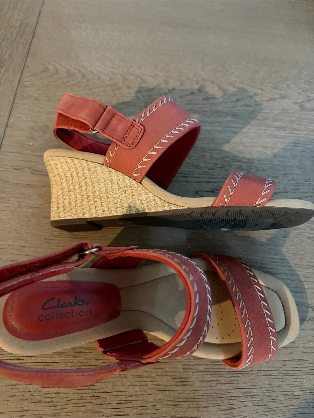 Clarks women’s Coral Orange Double-Strap Slingback Sandals